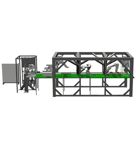 Brugt pakkeanlæg med 4 ABB robotter